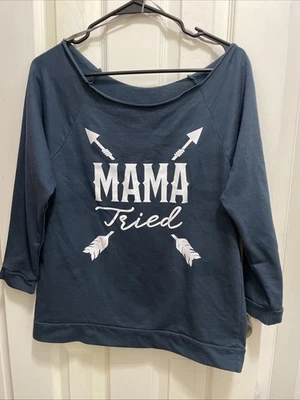 Moletom Next Level Mama Tried Graphic azul tamanho grandes flechas - Imagem 1 de 4