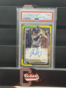 2024 Bowman Chrome Auto Josh Adamczewski #CPA-JAI Yellow 1st /75 PSA 9 MINT - Picture 1 of 1