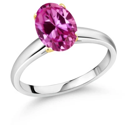 1.00 Ct Pink Created Sapphire 10K White and Yellow Gold Ring Ring - Image 1 of 4