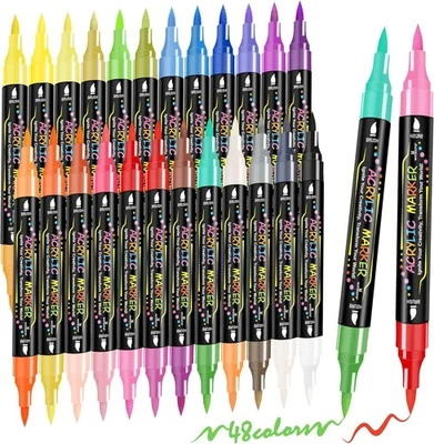 72 Colors Acrylic Paint Markers, Dual Tip Acrylic Paint Pens with Brush Tip - Image 1 of 4