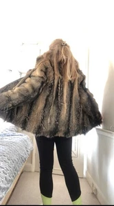 Real Fur Red Fox Short Coat Jacket - Size M / UK 14 - Picture 1 of 17