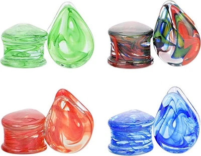 2件装玻璃耳塞泪滴形状耳规隧道扩展器身体穿孔 — 第 1/4 张图片