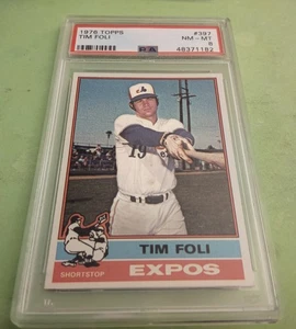 1976 Tim Foli Topps MLB Baseball Card #397 Montreal Expos PSA 8 NM-MT - Picture 1 of 2