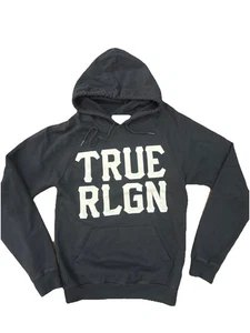 True Religion Budha Pullover Hoodie Sweatshirt Black Raglan Sleeve Men’s Sz S - Picture 1 of 11