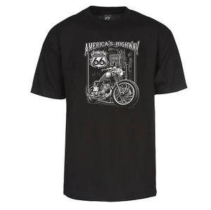 Camiseta para Hombres Route 66 - America's Highway USA Motocicleta Chopper Camisa Negra - Imagen 1 de 15
