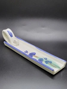Art Pottery Stoneware Blueberry Pattern Glaze Spoon Utencil Kitchen Rest Handled - Picture 1 of 11