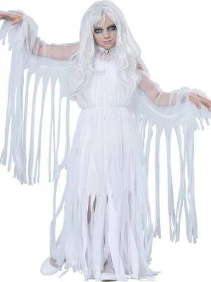 Ghostly Girl Spirit Ghost Dead Scary Fancy Dress Up Halloween Child Costume - Image 1 of 2
