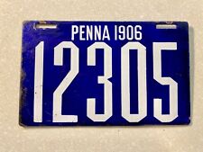 vintage 1906 PA license plate porcelain tag gas oil sign brilliant mfg co 