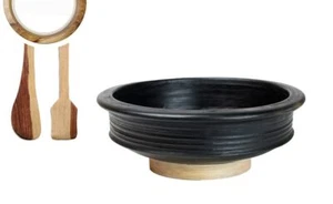 Unglazed Terracotta Clay Pottery Mud Pot Earthen Handi Cooking Serving Black 4 L - Picture 1 of 3