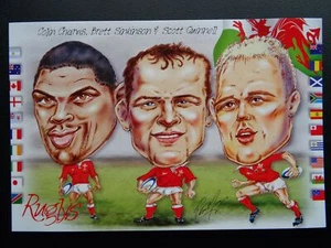 Wales Welsh Rugby COLIN CHARVIS, BRETT SINKINSON & SCOTT QUINNELL c1999 Postcard - Picture 1 of 2