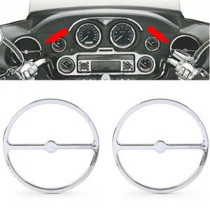 Left & Right Chrome Speaker Trim Ring Cover For Harley Electra Tri Street Glide - Picture 1 of 11