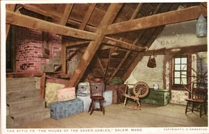 The Attic To The House of The Seven Gables Salem, Mass. Detroit Publ. Postcard - Picture 1 of 2