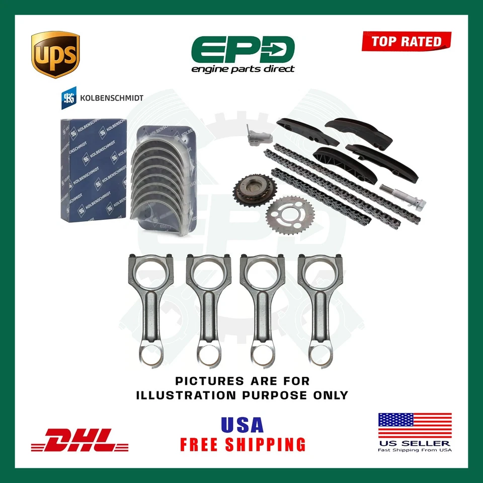 BMW N47D20 2.0 TIMING CHAIN KIT & CONROD BEARINGS & CONNECTING RODS x4 DIESEL - Image 1 of 1