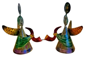 Vintage Mexican Folk Art Two Tin Angel - Picture 1 of 11