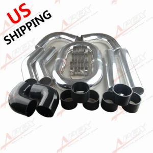 US 4inch 102mm Aluminum Universal Turbo Intercooler Piping Pipe Kit & Black Hose - Bild 1 von 11