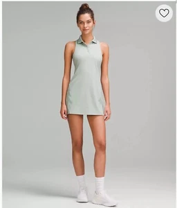NEW wTag-LULULEMON Green Lightweight Sleeveless Polo Tennis Dress 8 S15 - Picture 1 of 4
