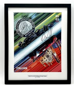 Mercedes F1 Social Media Poster Signed Lewis Hamilton George Russell Italian 23 - Picture 1 of 4