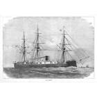 HMS MONARCH at Queen's Jubilee Naval Review - Antique Print 1887