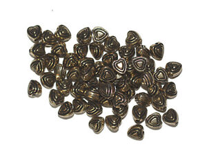 5mm Tiny Delicate Hearts Antiqued Goldtone Metalized Metallic Beads