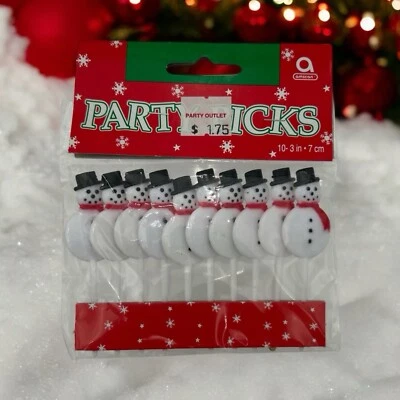 Amscan Christmas Snowman Cupcake Toppers Party Picks NOS Frosty Snowman - Image 1 of 4