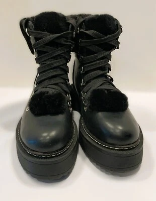 Женские сапоги Nicole Miller из искусственного меха Kooky черная кожа на шнуровке размер 6 - Изображение 1 из 4