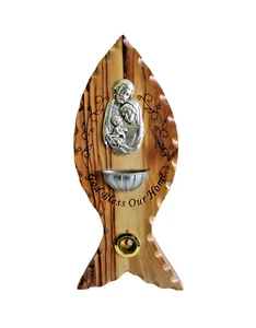 Madera de Olivo Pez Jesús Hecho a Mano Belén Tierra Santa 2 piezas - Imagen 1 de 8