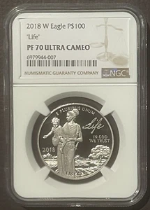 2018-W American Eagle PLATINO $100 PROOF moneta 1 oncia lingotto NGC PF70 * 09262 - Foto 1 di 2