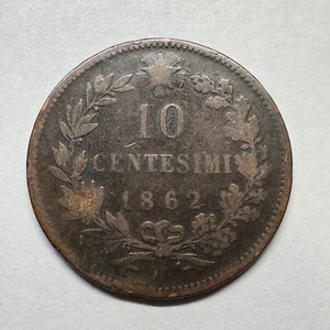1862 Italy 10 Centesimi - Beautiful Coin - #B-018 - Picture 1 of 2