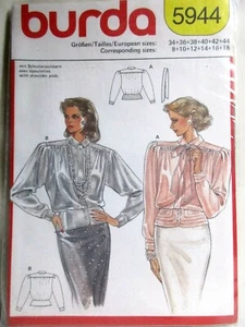Blusas Burda patrón de costura 5944 tallas 34-44 (US 8-18) Misses 2 estilos sin cortar - Imagen 1 de 2