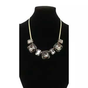Statement 19" Omega with Smoky Quartz Color Glass Faceted Necklace 3" Extender - Picture 1 of 3