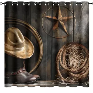 Western Farmhouse Ultra Soft Premier Blackout Curtains,Rustic Cowboy Leather ... - Picture 1 of 8