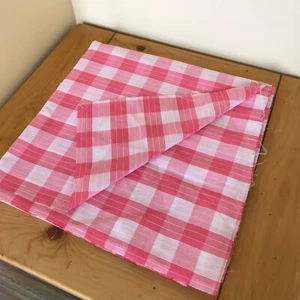 Pink & White Check Plaid Fabric Polycotton Semi Sheer 60x110" Picnic Gingham - Picture 1 of 4