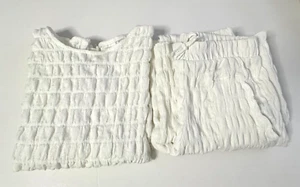 ZARA Girls Top and Pant Set Textured Side Bows on The Top White Pockets Size 10 - Picture 1 of 18