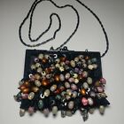 Coin Purse with Kiss Lock Colorful Beaded with Cross Body Chain Multicolor Beads