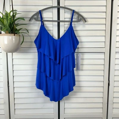 Nuevo Traje de Baño Magicsuit Miraclesuit Azul Rita Tankini Top Volantes en Niveles Talla 12 Foto 1 de 4