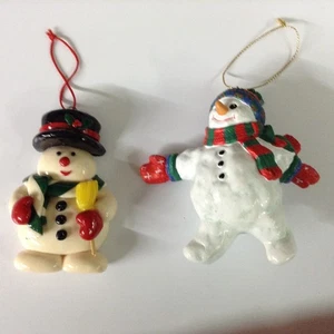 Set of 2 Snowman Christmas Tree Ornaments Multicolor Holiday Decor - Picture 1 of 4