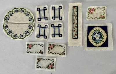 Handmade Vintage Dolls House Needlepoint Rug, Wall Sampler Wall Hanging Picture - Image 1 of 4