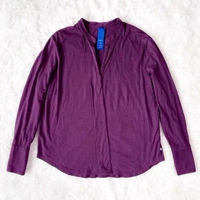 Kit and Ace Women Purple Merino Wool Blend V-Neck Long Sleeve Top MEDIUM Classic Foto 1 de 4