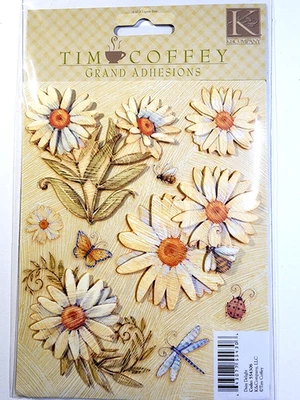 Daisy Delight Flowers Dragonfly Ladybug K&Company Tim Coffey 3D Stickers RARE - Image 1 of 3