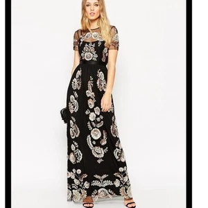 Needle & Thread Black Sequin Embellished Long Dress Size 4 - Picture 1 of 17