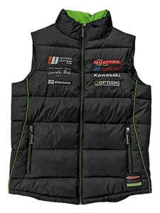 Kawasaki Puffer Weste Vintage Y2K Motorrad Racing Biker Größe S - Bild 1 von 7