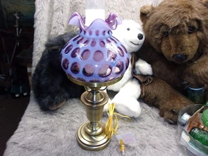 Fenton Purple Coin Dot Table Lamp Rare - NOS - Picture 1 of 7