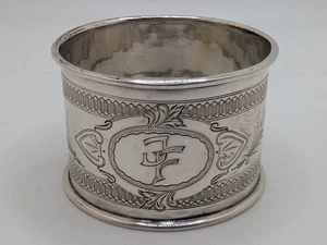 Antique German 800 Silver Napkin Ring "JF" initials engraving, circa 1910 - Picture 1 of 4