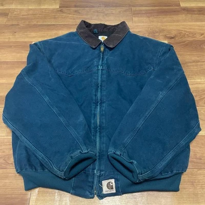 Chaqueta Carhartt 90s Santa Fe en azul verde para hombre simple y elegante de... - Imagen 1 de 4