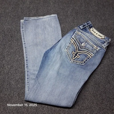 Stivali jeans donna Rock Revival Marlon taglia 29 blu ricamati tasca posteriore con patta - Immagine 1 di 4