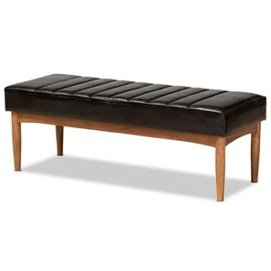 Baxton Studio Daymond Dark Brown and Brown Finished Wood Dining Bench - Picture 1 of 7