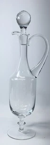 Vintage Hand Blown Glass Cruet Decanter w/ Stopper Elegant Footed Pitcher - Picture 1 of 5
