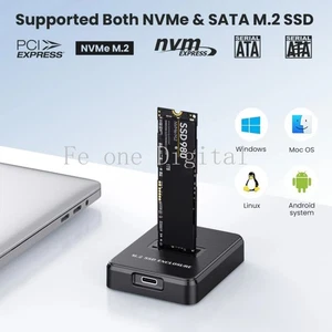 External SSD Enclosure Single Bay SATA NGFF/NVMe M.2 Docking Station ExternalSSD - Picture 1 of 9