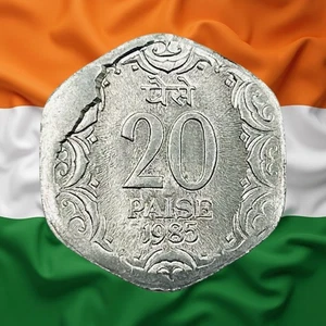 1985 India 20 Paise - AU/UNC Error Coin - Combined Ship - Picture 1 of 2