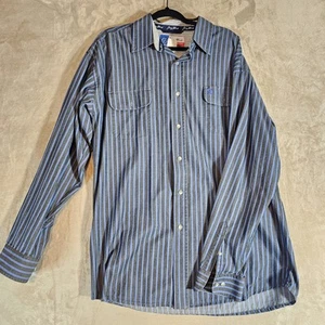 Wrangler George Strait Shirt Men's XXL Button Black And Blue Striped Western VTG - Picture 1 of 9